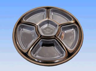 オードブル容器　φ400×50mm　本体(カセット付)+嵌合蓋　140個セット　KS-650(カセット付)+嵌合蓋　※沖縄・離島送料別途