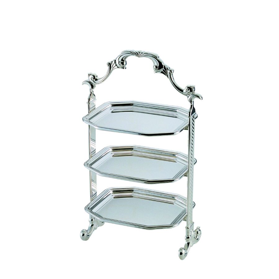 プチアフタヌーンティースタンド(スクエア) 専用プレート3枚付　PETIT HIGH TEA STAND W／PLATTER　03210201【パーティースタンド/アフタヌーンティー/ティーパーティー/ビュッフェ/ケーキ台/ハイティースタンド】｜atta店
