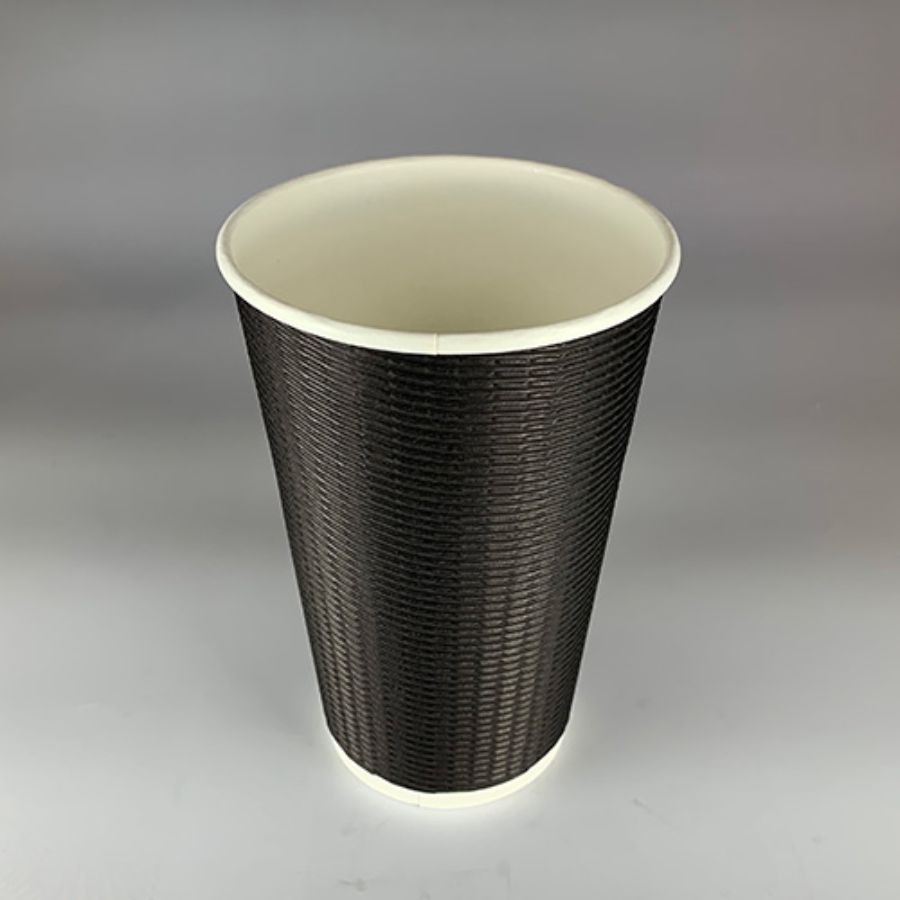 断熱エコBLACK二重優勝杯 480ml(16薬局衡オンス) 90粍差しわたし 500個 ※沖縄・離島 貨物輸送別途 BMT-134 二重紙水呑み 黒紙水呑み