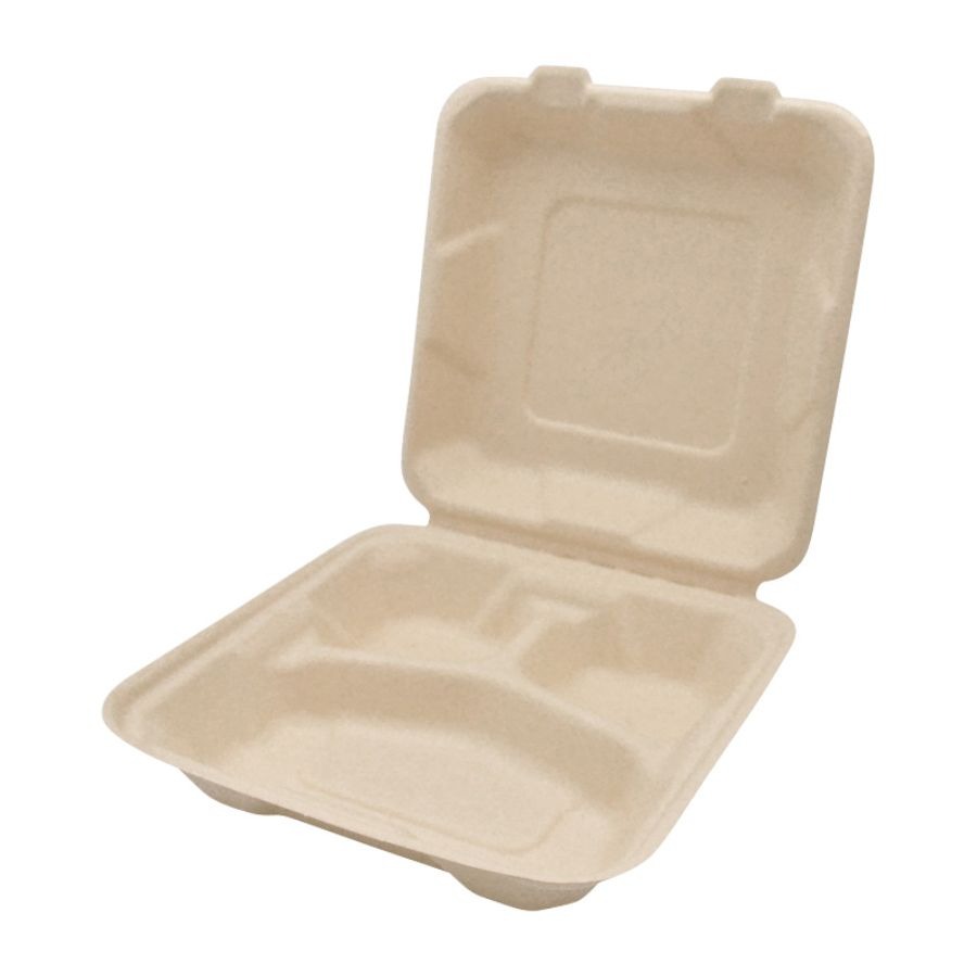 バガス容器(弁当)　200個　BBランチ200-200-3　※電子レンジ可 ※北海道・沖縄・離島 送料別途　649700｜atta店