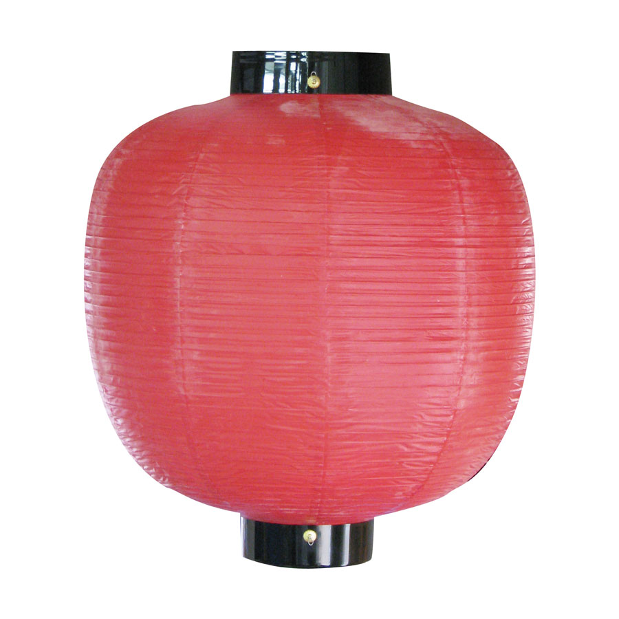 二尺丸ちょうちん　赤無地　φ600xH730mm　※ビニール製　9061【提灯・ちょうちん用ソケット・祭り・社寺・飲食店提灯】