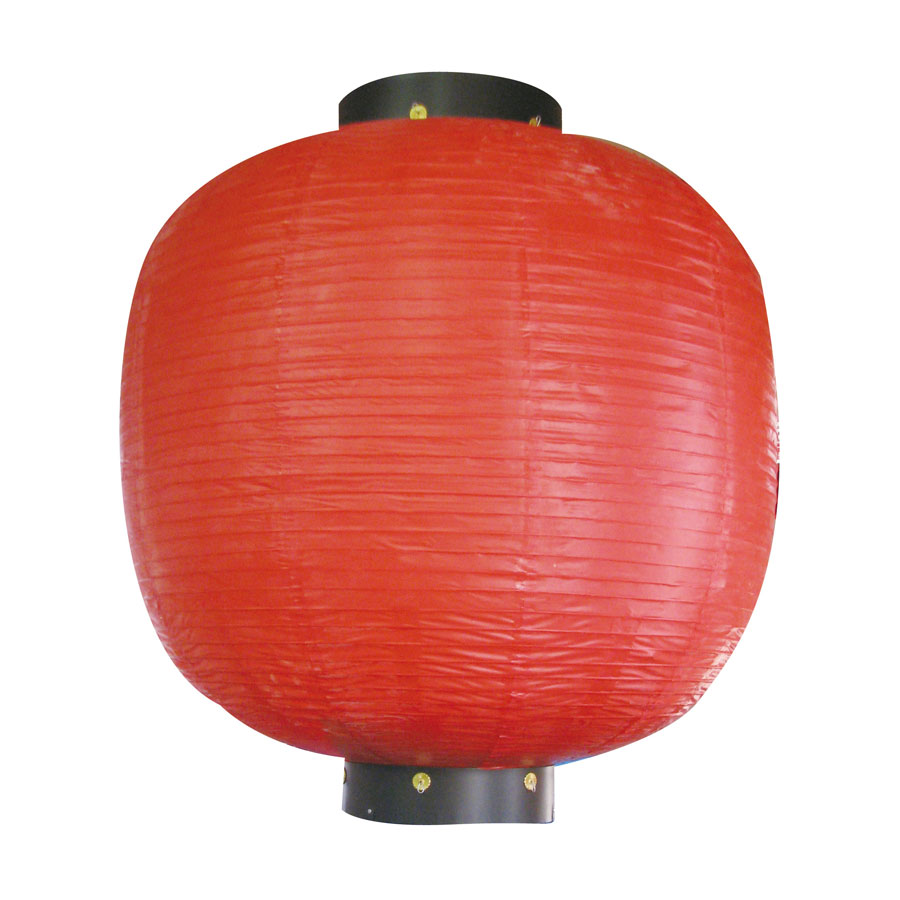 三尺丸ちょうちん　赤無地　φ900xH1100mm　※ビニール製　9063【提灯・ちょうちん用ソケット・祭り・社寺・飲食店提灯】