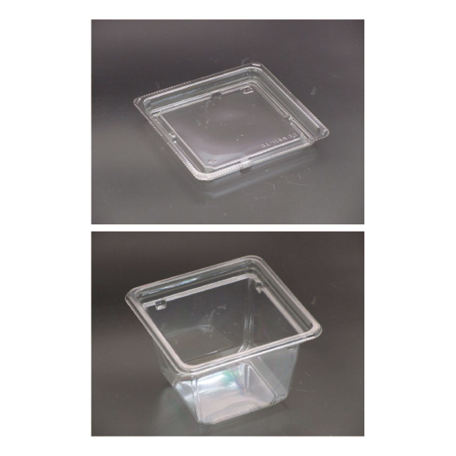 惣菜容器　本体+蓋900セット　105x105x70mm ※電子レンジ不可 バイオカップ キューブ11-70B(E) セット ※沖縄・離島 送料別途