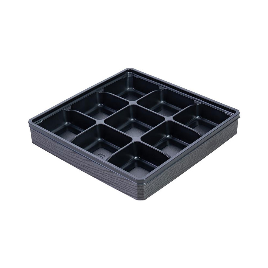組立式高級弁当容器　本体(底)+フチ+蓋　400個セット 195x195x30mm ※本体(底)は電子レンジ可 ※北海道・東北・沖縄・離島 送料別途　ワン折(65E黒底)セット　※代引き不可商品 27,456円