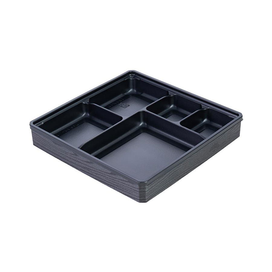 組立式高級弁当容器　本体(底)+フチ+蓋　400個セット 195x195x30mm ※本体(底)は電子レンジ可 ※北海道・東北・沖縄・離島 送料別途　ワン折(65D黒底)セット　※代引き不可商品