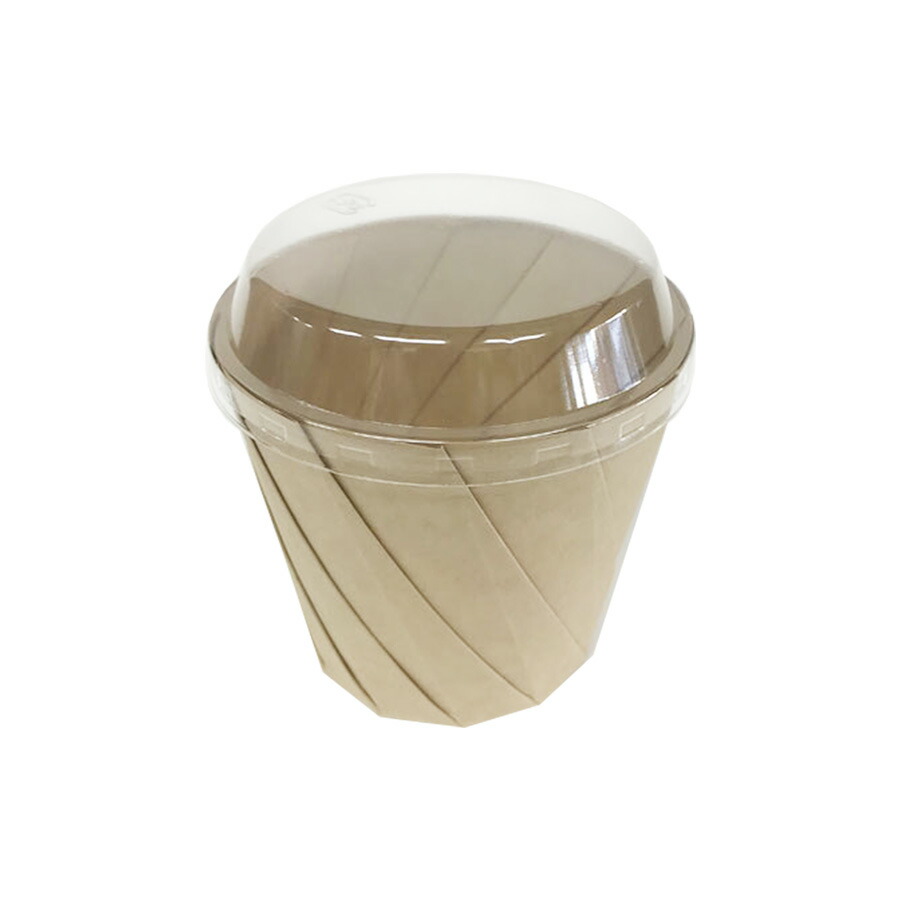 ※納期別途確認商品　おりがみカップ　茶・小　本体+蓋 300セット　おりがみカップ-002　※本体は電子レンジ可 ※沖縄・離島 送料別途 ※代引き不可商品
