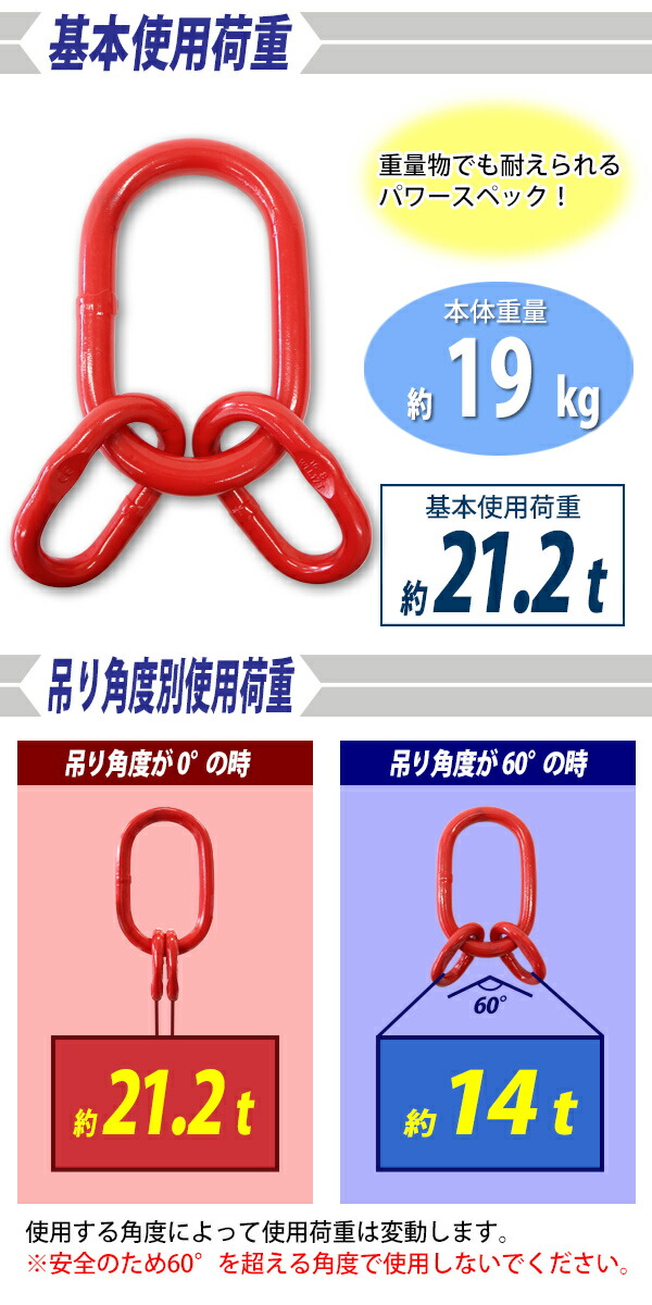 最大61%OFFクーポン 送料無料 マスターリンク サブリンク付き 使用荷重約21.2t 約21200kg G80 エコノミーモデル アッセンブリー  親子リンク 中間リンク 中間リング 吊り具 適合チェーン線径約18mm チェーンスリング 金具 クレーン ホイスト 玉掛け 吊り上げ 運搬 建築 赤  ...