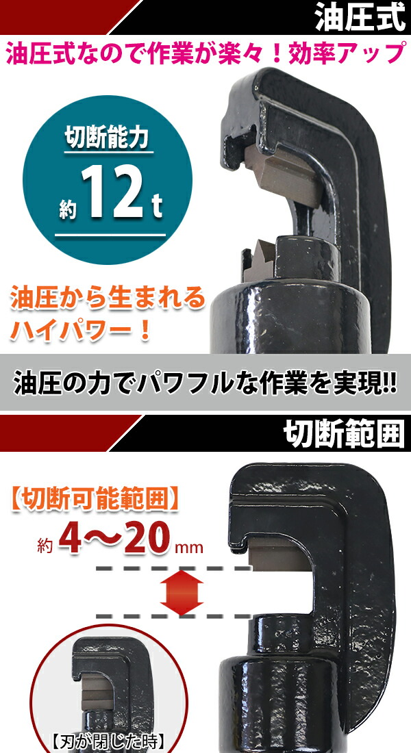 送料無料 鉄筋カッター 手動油圧ポンプ用 切断能力約12t 切断機 工具 ...