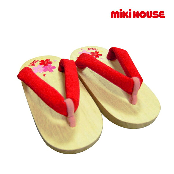 ●期間限定P11倍●取り寄せ商品●ミキハウス　mikihouse　桜柄　白木の下駄（16.5cm-23.5cm）