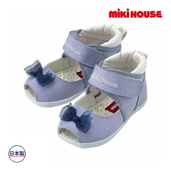 ●期間限定P11倍●取り寄せ商品●ミキハウス　mikihouse　ベビーサンダル ( 12.5cm 13cm 13.5cm 14cm 14.5cm 15cm ）サマーシューズ　サンダル　バレーシューズ風　靴　幼児　女の子　レースリボン　上品　可愛い