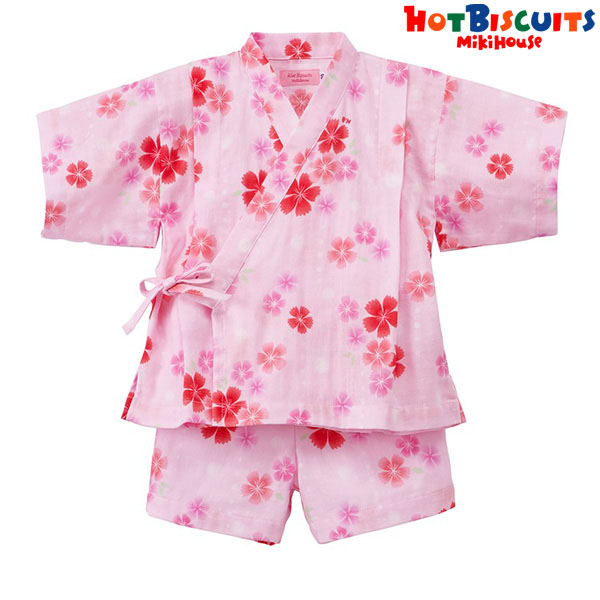 ミキハウス正規販売店 ミキハウス ホットビスケッツ Mikihouse さくら柄ガーゼ甚平スーツ 80cm 90cm 100cm 110cm Kanal9tv Com