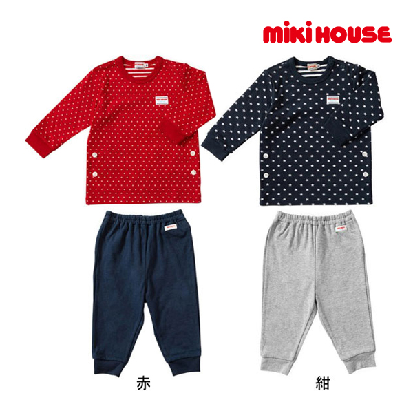 別倉庫からの配送 の 在庫あります メール便対応可 Mikihouse キッズファッション パジャマ ナイトウェア ルームウェア 80cm 90cm アタックワン 長袖パジャマ ミキハウス