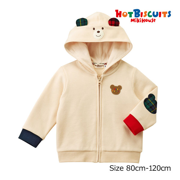 2000円引き換え証散り散り中★30％OFF大売り出し●ミキハウス ホットビスケッツ mikihouse 顔ドン パーカー(80珊・90珊・100珊・110珊・120珊）