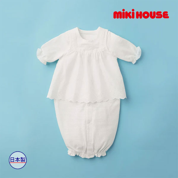 ●期間限定P11倍●取り寄せ商品●ミキハウス ベビー mikihouse　レースエプロン付お花模様のツーウェイミニ(50cm-60cm)