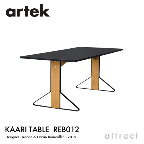 アルテック Artek KAARI TABLE REB012 カアリテーブル 大きさ：160×80珊 奥ふかさ2.4珊 天板 黒いことリノリューム 脚部 自然的オーク材 ひな形：ロナン＆エルワン・ブルレック 夕ご飯速見表
