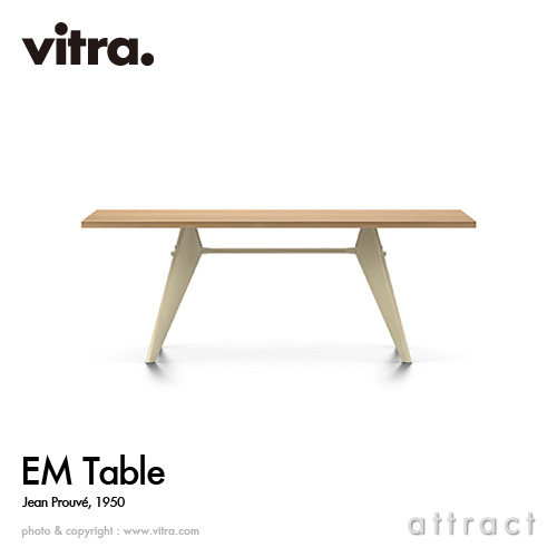 ヴィトラ Vitra EM ターブル EM Table テーブル デザイン：Jean Prouve ジャン・プルーヴェ サイズ：200cm 天板：ナチュラルオーク オイル仕上げ ベースカラー：エクリュ ダイニングテーブル 家具 インテリア デザイナー イームズ