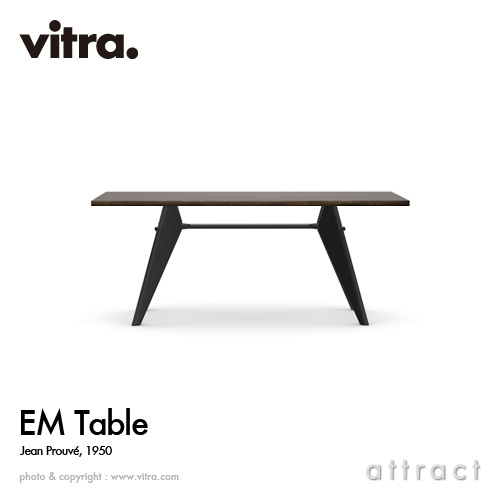 ヴィトラ Vitra EM ターブル EM Table 速見表 ひな形：Jean Prouve ジャン・プルーヴェ 大きさ：180珊 天板：暗然たるオーク材 軍事基地：3色 イーエム 標準尺度 女性議長 夕ご飯 腰掛け 調度品 室内装飾 建築家 パントン イームズ