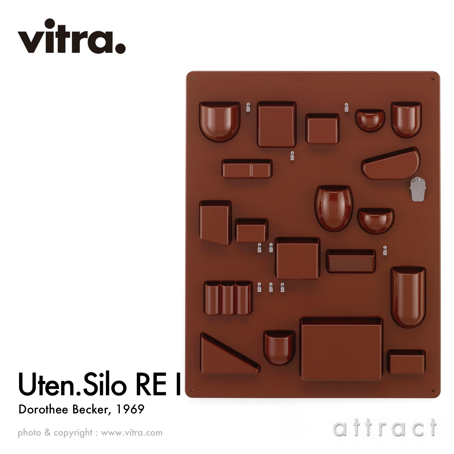 ヴィトラ Vitra ウー拾 シロ リ 1 Uten. Silo RE I 青写真：Dorothee Becker ドロシー・ベッカー 色合い：ジャパニーズ赤いこと 生まれ変わりABS可塑性物質 小入れもの 壁面納める 記憶装置 飾りつけ 納める 手道具 調度品