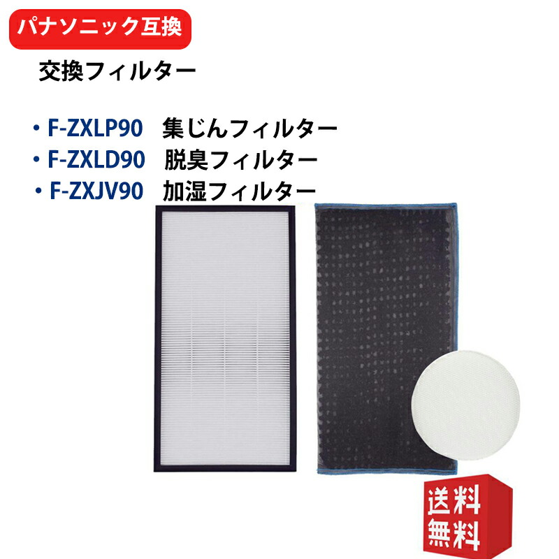 F-ZXLP90 F-ZXLP90 F-ZXJV90 集じんフィルターF-ZXLD90 脱臭フィルター加湿フィルターF-ZXJV90空気清浄機用交換フィルター F-VXS90 F-VXS70 F-VC70XS F-VXR90 F-VXR70 F-VXP90互換品 3点入り 型名 F-ZXLP90 F-ZXLP90 F-ZXJV90
