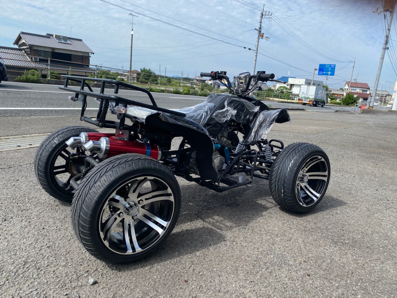 楽天市場 新車 Atv バギーカスタム 14インチ マフラーがレッドです バギートライクショップセブン