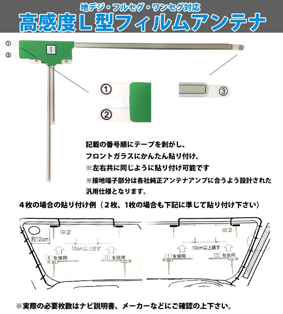 楽天市場 高感度 L型 フィルムアンテナ ケンウッド Mdv 727dt 両面テープセット 左右各2枚 計4枚 両面テープ 4枚 セット 交換 補修 ワンセグ フルセグ 地デジ 汎用 4本 ａｔ ｚ