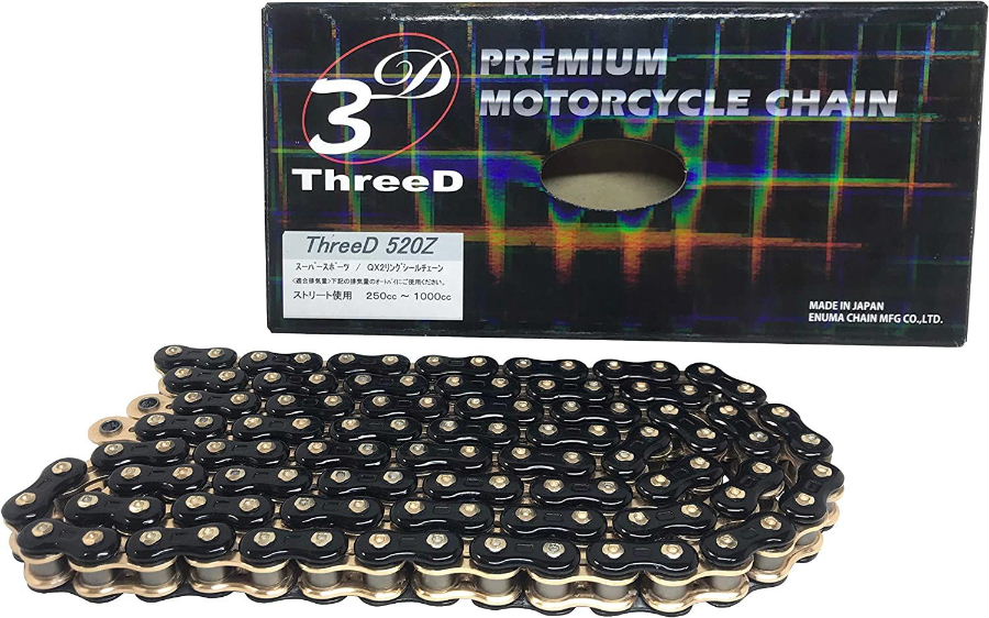 EK エヌマ スリード チェーン 520Z BLK&GLD 110L MLJ ThreeD Chain/00-0640 ホーネット250 NSR250R レブル250 XR650 KDX250SR｜138OnlineShop