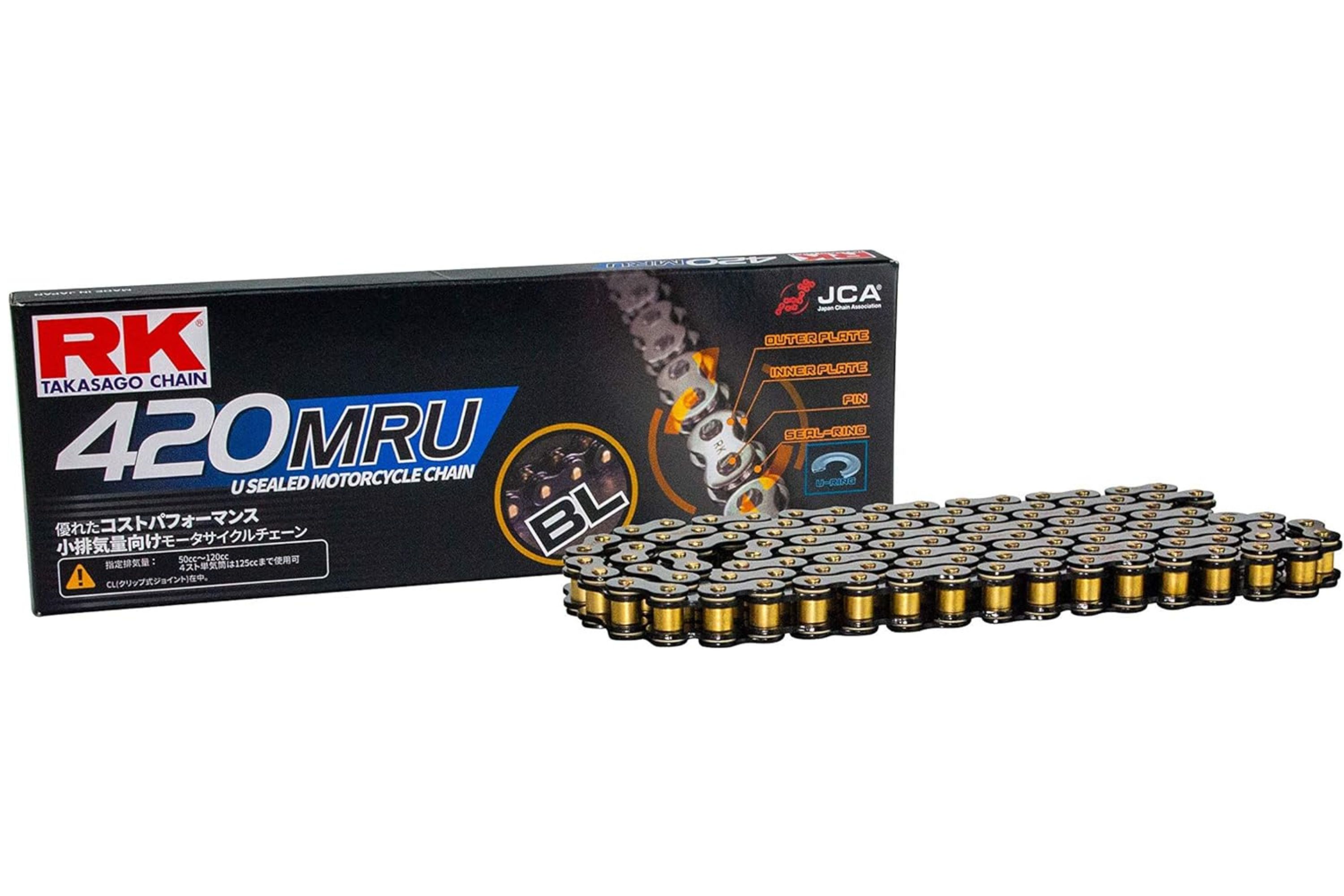 RK 420MRU 極薄 シール チェーン 420-140 ゴールド 140L U-リング/00-7003 GV420MRU-140ゴールド｜138OnlineShop