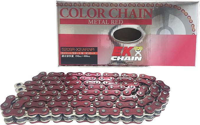 EKシール エヌマ 520-118 チェーン 520SR-X2 メタルレッド 118L MLJ カシメジョイント/00-8585 520SR-X2(AR;NP)-118メタルレッド｜138OnlineShop