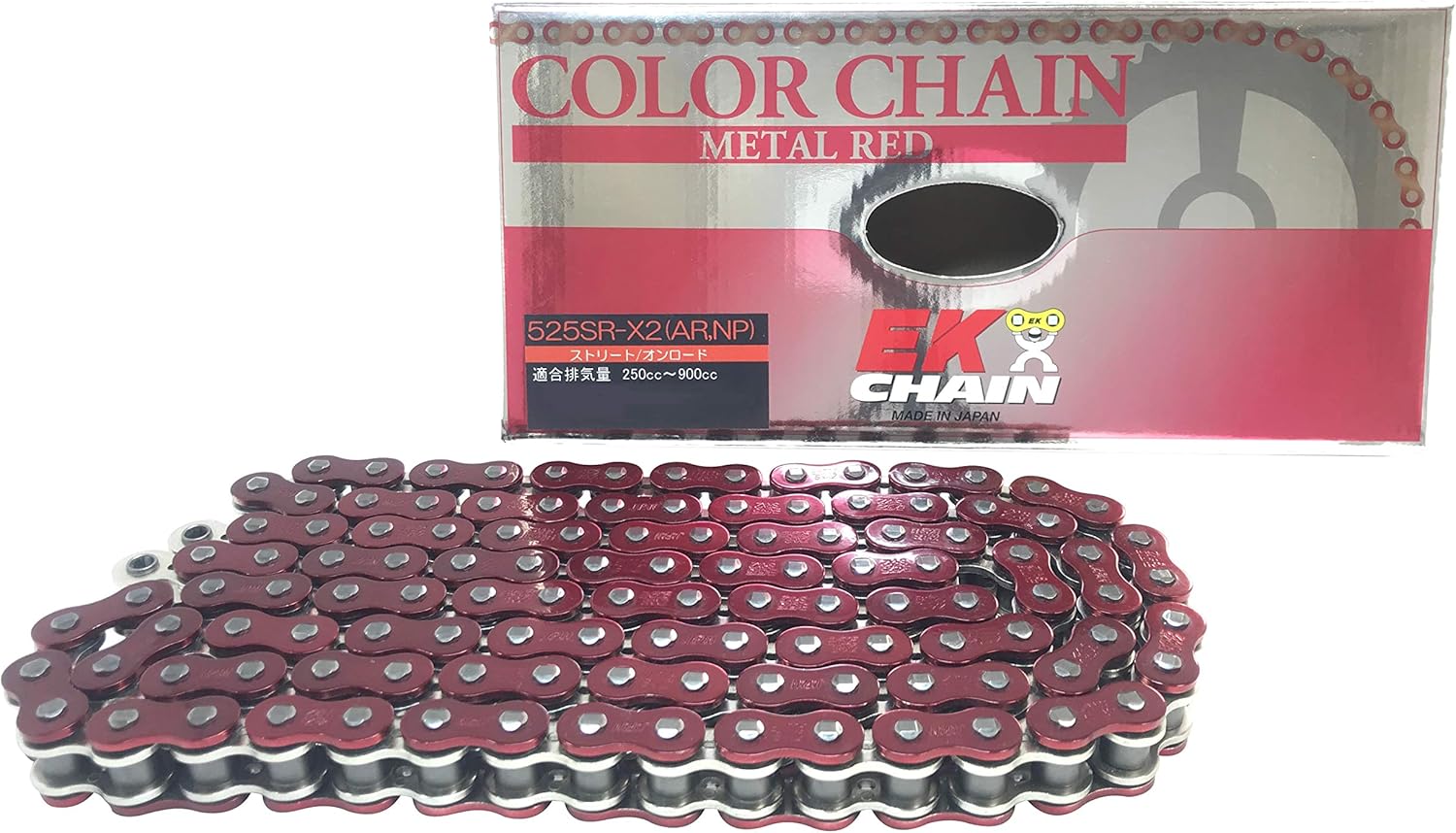 EKシール エヌマ 525-140 チェーン 525SR-X2 メタルレッド 140L MLJ カシメジョイント/00-8853 525SR-X2(AR;NP)-140メタルレッド｜138OnlineShop
