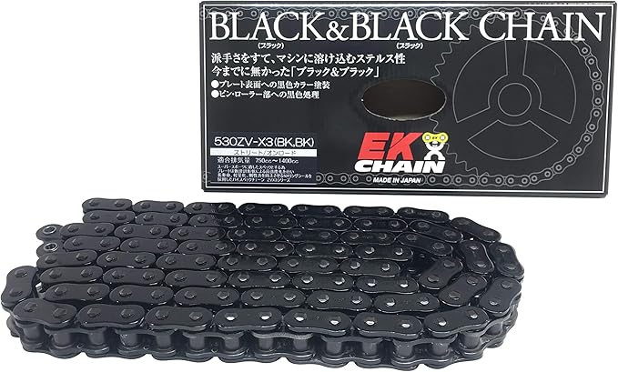 EKシール エヌマ 530-100 チェーン 530ZV-X3 ブラック/ブラック 100L MLJ カシメジョイント/00-9407 530ZV-X3(BK;BK)-100ブラック/ブラックマルチカラー｜138OnlineShop