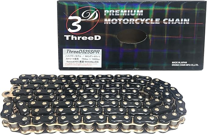 ThreeD エヌマ 525-110 チェーン 525SPR/3D ブラック/ゴールド 110L MLJ カシメジョイント/00-9874 525SPR/3D(BK;GP)P=GP-110ブラック/ゴールドマルチカラー|138OnlineShop