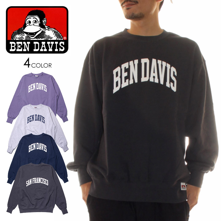 Ben Davis トレーナー メンズ ベンデイビス スウェット メンズ College Crew C M L Xl グレー パープル ブラック ネイビー 21 秋冬 Kuechen Ly