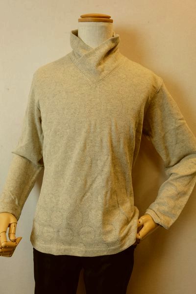 【セール５０％ＯＦＦ】 ジーノ gino 【カットソー】【秋冬アウトレット現品限り品】【メンズウェア】【トップス】【ジーノ服】 ドット織り柄デザインネックシャツ ベージュ