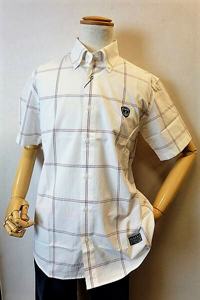 【セール６０％ＯＦＦ】 カプリ CAPRI 【半袖シャツ】【春夏アウトレット現品限り品】【メンズウェア】【ボタンダウンシャツ】【カジュアルシャツ】【カプリ服】 ウインドペン柄ボタンダウン半袖シャツ ホワイト