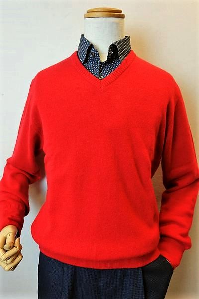 男の子向けプレゼント集結 ニット セーター Geegellan レッド カシミヤ１００ ｖネックセーター 日本製カシミヤセーター 秋冬アウトレット現品限り品 メンズウェア ニット ジーゲラン服 ジーゲラン セール５０ ｏｆｆ Fah Co Bw