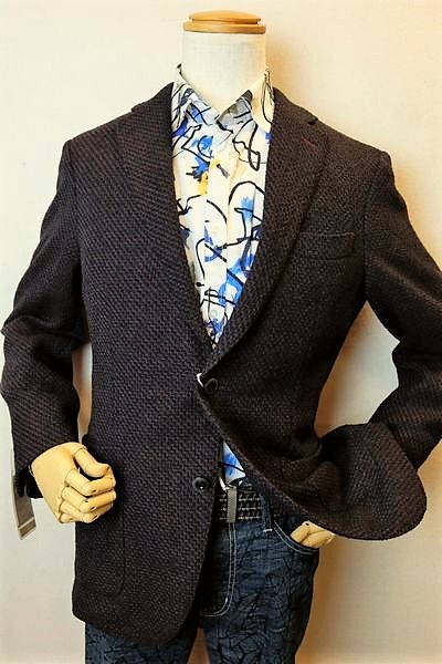 【セール３５％ＯＦＦ】 ロンナー LONNER 【テーラードジャケット】【秋冬アウトレット現品限り品】【メンズウェア】【ロンナー紳士服】 起毛織り柄ハオリジャケット レッド