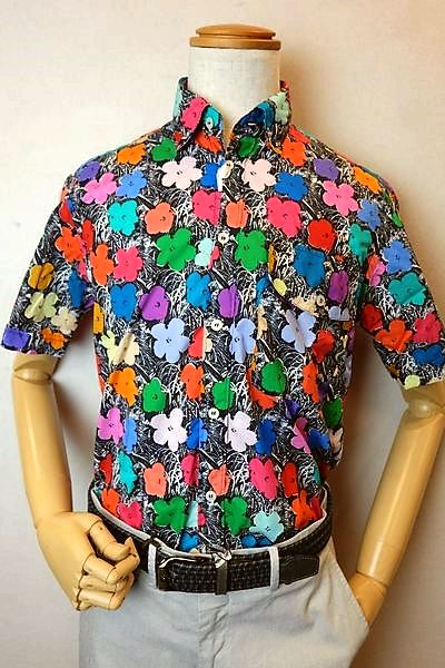 【セール２１％ＯＦＦ】 OSVALDO TRUCCHI オズバルド・トルッキ 【半袖シャツ】【春夏インポート品】【メンズウェア】【カジュアルシャツ】【イタリア製】 ボタニカル柄隠れボタンダウン半袖シャツ カラフル