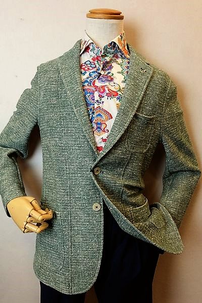 【セール１６％ＯＦＦ】 PAOLONI パオローニ 【ニットジャケット】【春夏インポート品】【イタリア】【パオローニ服】 コットンニットジャケット グリーン