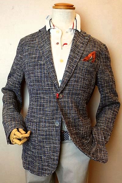 最新の激安 Bob ボブ テーラードジャケット ２０２１春夏 イタリア製 メンズウェア Bob服 チェック織り柄ジャケット ブルー 海外輸入 Www Balloonylandkw Com