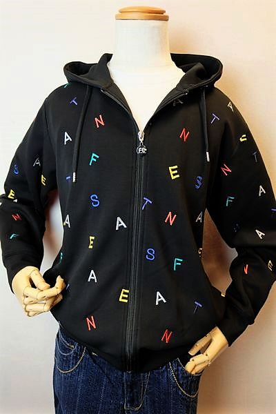 サンタフェ Santa Fe パーカー 秋冬新作 メンズウェア スウェット ダンボールニット サンタフェ服 カラフルロゴパーカー ブラック Liceochiloe Cl