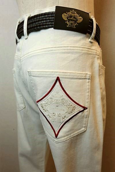 【セール５０％ＯＦＦ】 オロビアンコ OROBIANCO 【ジーンズ】【秋冬アウトレット現品限り品】【イタリア】【ストレッチデニム】【メンズウェア】【オロビアンコ服＆バッグ】 ロゴストレッチジーンズ ホワイト