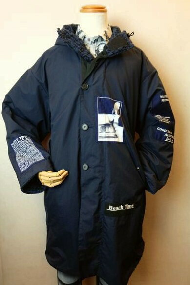 【セール５０％ＯＦＦ】 アルコットヒル Alcott hill 【ベンチコート】【ボアコート】【秋冬アウトレット現品限り品】【リバーシブル】【メンズウェア】【アンジェロ】【アルコットヒル服】 フード付きリバーシブルベンチコート ネイビー