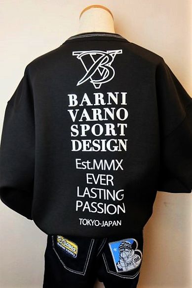 バーニヴァーノ BARNIVARNO ダブルエアーロゴトレーナー ブラック ...
