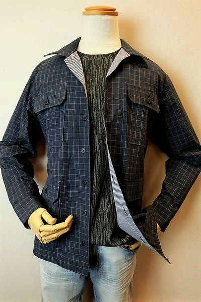 【セール６６％ＯＦＦ】 コードビー CODE:B 【シャツジャケット】【春夏アウトレット現品限り品】【メンズウェア】【サファリジャケット】【バラシ】【コードビー服】 サファリシャツジャケット ネイビー