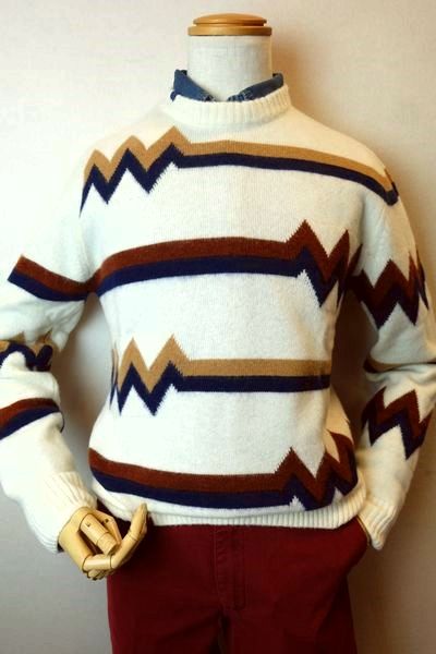 【セール３５％ＯＦＦ】 BOB ボブ 【セーター】【秋冬インポート品】【イタリア製】【ニット】【メンズウェア】【BOB服】 デザイン編み柄セーター オフホワイト