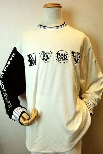 【セール50%OFF】 バーニヴァーノ BARNIVARNO 【ロングTシャツ】【秋冬アウトレット現品限り品】【メンズウェア】【カットソー】【3L】【バーニヴァーノ服】 ロゴエンブレムロングTシャツ オフホワイト LLサイズ|フォーシーズン・ギャラリー