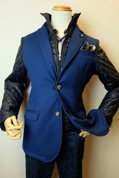 【セール５０％ＯＦＦ】 ロベルトペペ ROBERTO P 【中綿ジャケット】【秋冬インポート品】【イタリア製】【メンズウェア】【カバーオールジャケット】【ロベルトペペ服】 デザイン中綿ジャケット ブルー