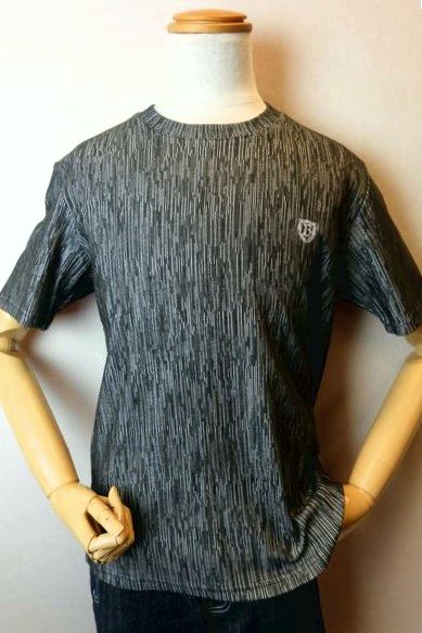 【セール３５％ＯＦＦ】 コードビー CODE:B 【半袖Ｔシャツ】【春夏アウトレット現品限り品】【メンズウェア】【カットソー】【バラシ】【コードビー服】 ジャガード織り柄ストレッチ半袖Ｔシャツ ブラック｜フォーシーズン・ギャラリー