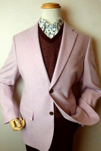 【セール３５％ＯＦＦ】 アンジェロ ANGELO 【テーラードジャケット】【秋冬定番品】【メンズウェア】【カシミヤ】【日本製】【絹】【アンジェロ服】 カシミヤシルクジャケット ピンク