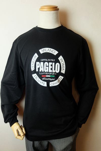 【セール６０％ＯＦＦ】 パジェロ PAGELO 【ロングＴシャツ】【秋冬現品限り品】【メンズウェア】【カットソー】【アンジェロ服】 プリントロングＴシャツ ブラック